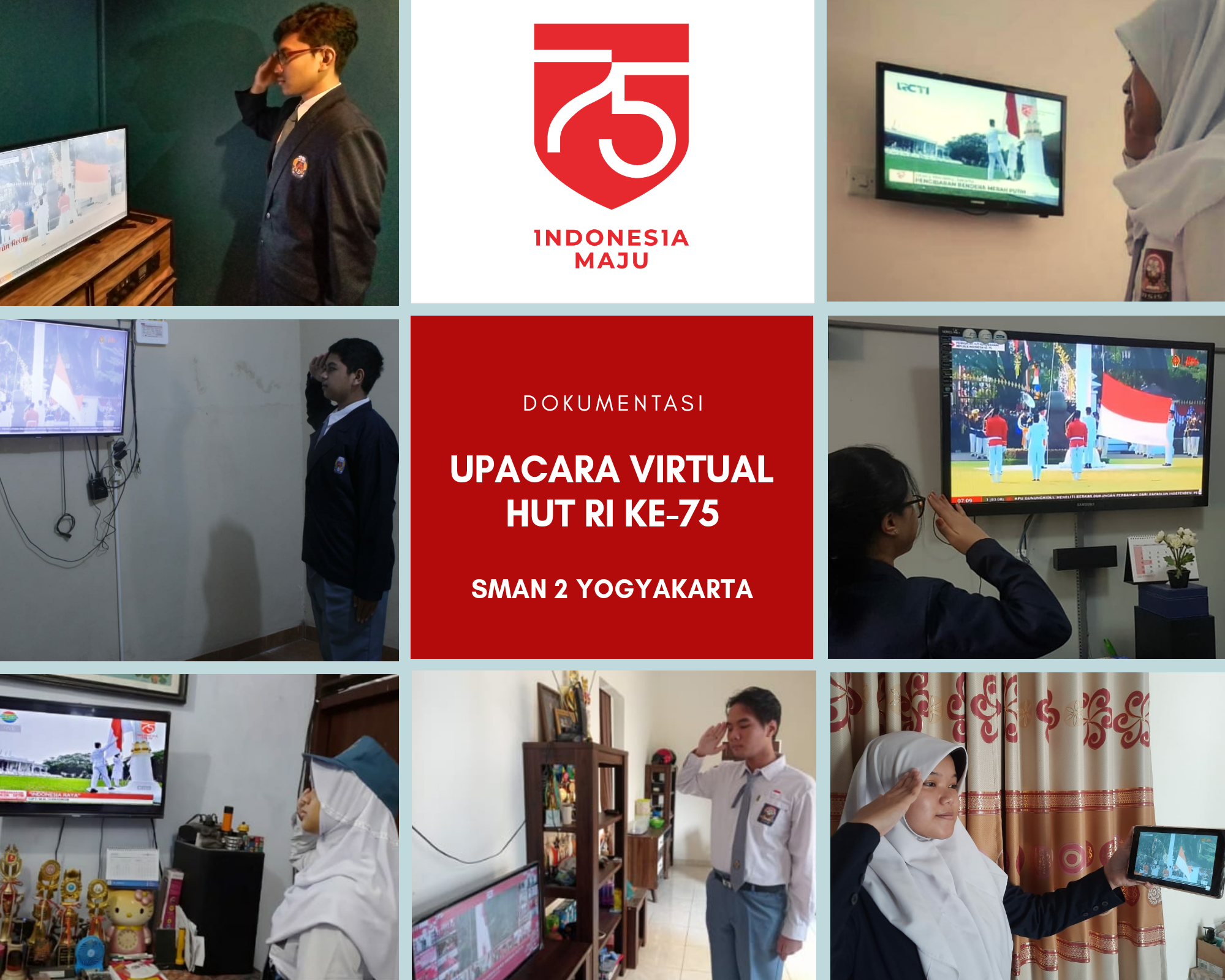 Dokumentasi siswa mengikuti upacara virtual HUT ke-75 RI